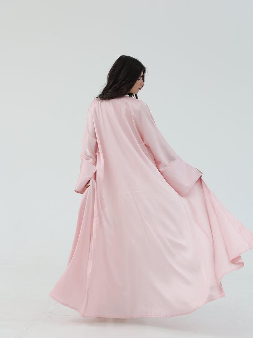 kimono dress abaya pink nearby Stylish Open Front Kimono Abaya with Inner Dress for Women