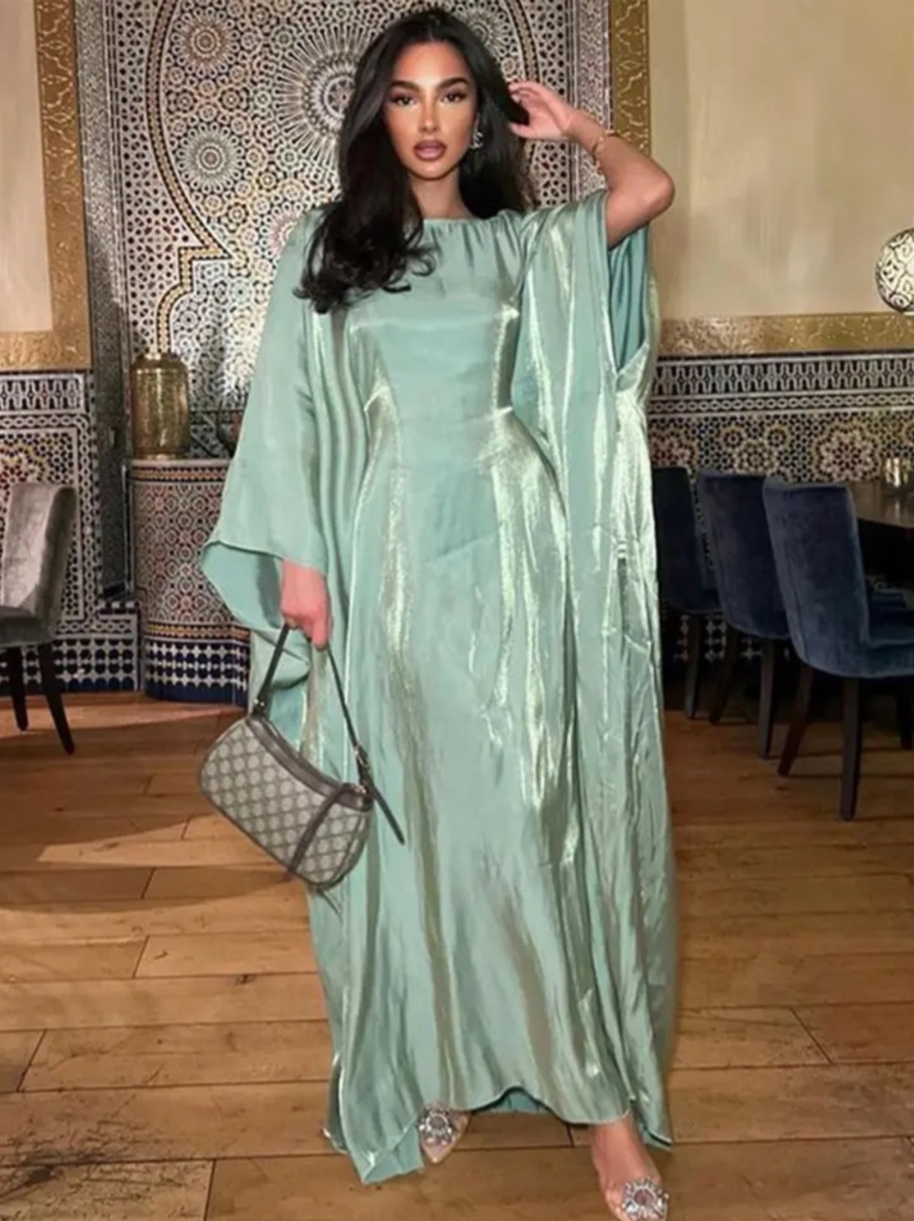 Abaya Satine Rym Light Green