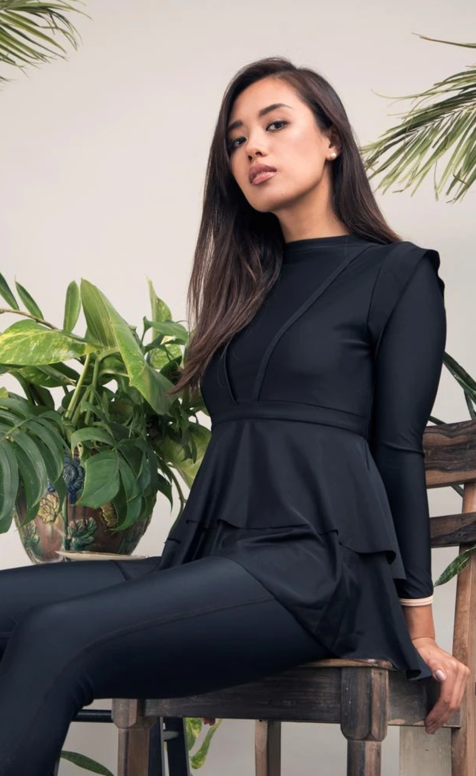 Zayna Burkini Black – Elegant Modest Swimwear 3 Piece